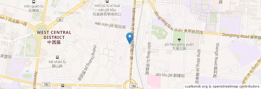 Mapa de ubicacion de 合作金庫商業銀行 en 臺灣, 臺南市, 中西區.