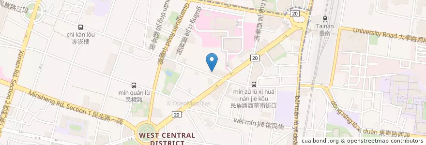 Mapa de ubicacion de 張好紀水餃專賣店 en 臺灣, 臺南市, 中西區.