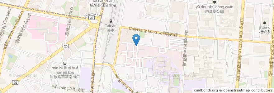 Mapa de ubicacion de 榮記藥局 en Taiwan, Tainan, Distretto Orientale.