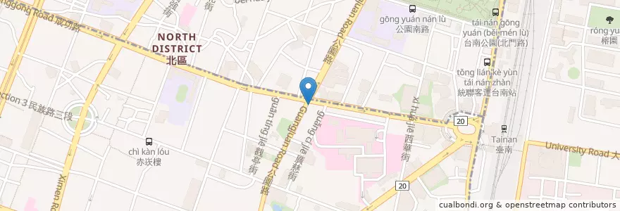 Mapa de ubicacion de 四海豆漿 en Taiwán, 臺南市, 中西區.