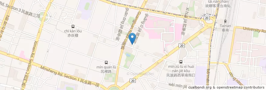Mapa de ubicacion de 阿舟海產粥 en تایوان, 臺南市, 中西區.