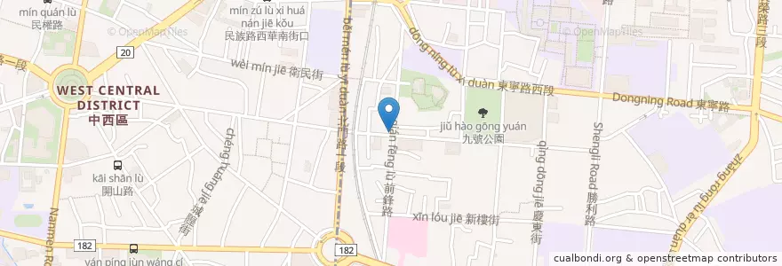 Mapa de ubicacion de 外省麵 en 臺灣, 臺南市, 東區.