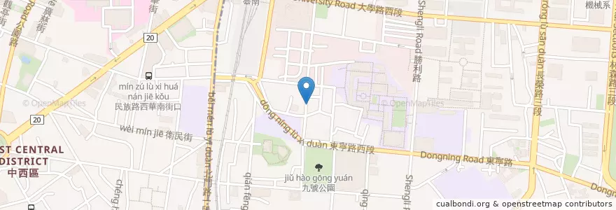 Mapa de ubicacion de 黑工嫩仙草 en Taiwan, 臺南市, 東區.