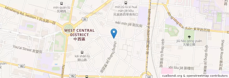 Mapa de ubicacion de 青年眼科 en Taiwán, 臺南市, 中西區.