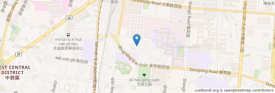Mapa de ubicacion de AJ Burger en تايوان, تاينان, 東區.