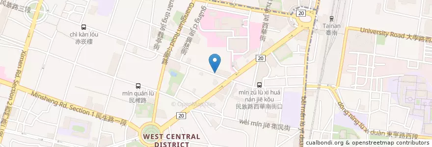 Mapa de ubicacion de 公用電話 en 臺灣, 臺南市, 中西區.