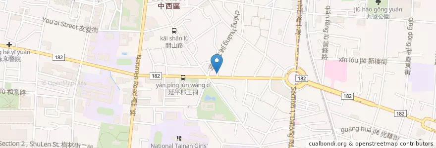 Mapa de ubicacion de 不甘中醫 en 臺灣, 臺南市, 中西區.