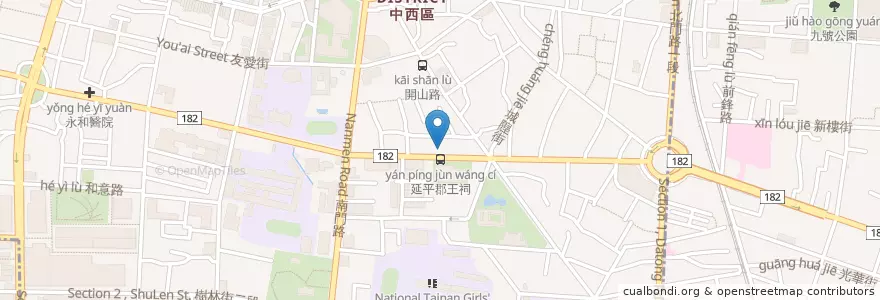 Mapa de ubicacion de 安田牙醫診所 en Taiwan, Tainan, Zhongxi District.