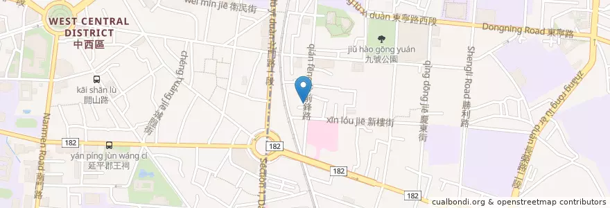 Mapa de ubicacion de 布老虎 en 台湾, 台南市, 東区.