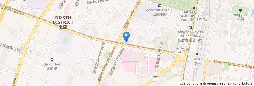 Mapa de ubicacion de 合作金庫商業銀行 en 臺灣, 臺南市.