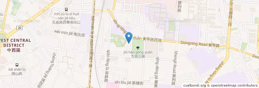 Mapa de ubicacion de 花語鐵板燒 en 臺灣, 臺南市, 東區.