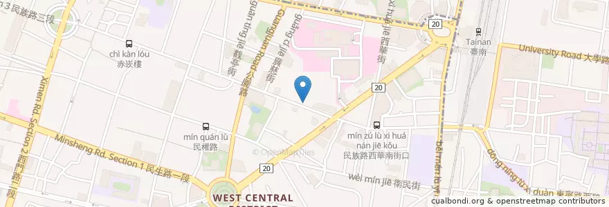 Mapa de ubicacion de 中華郵政 en Taiwán, 臺南市, 中西區.