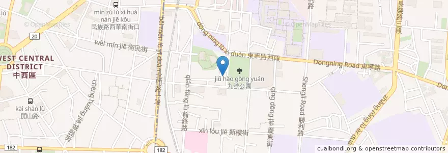 Mapa de ubicacion de ショジュ燒烤 en Taiwan, Tainan, 東區.