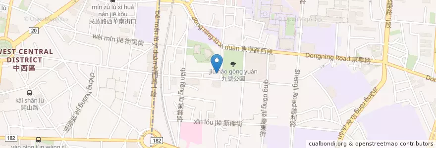Mapa de ubicacion de 一畝田 en Taiwán, 臺南市, 東區.