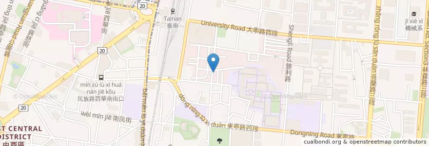 Mapa de ubicacion de 明明牙醫診所 en Тайвань, Тайнань, 東區.