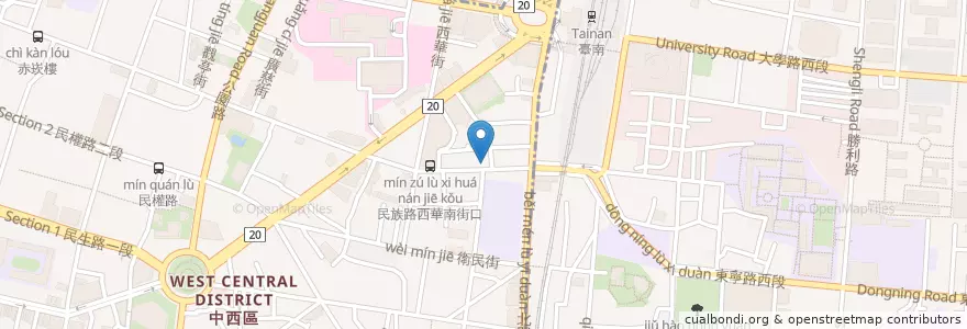 Mapa de ubicacion de 陳記紅燒土魠 en Taiwán, 臺南市, 中西區.