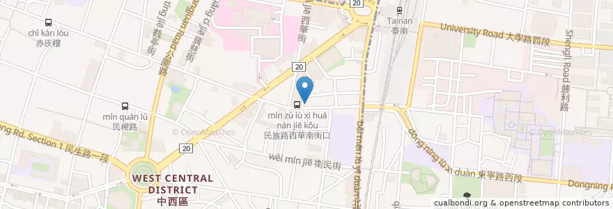 Mapa de ubicacion de 上海銀行民族分行 en Taiwan, Tainan, Zhongxi District.