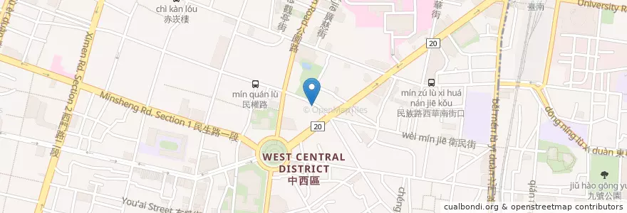 Mapa de ubicacion de 養聖齋．素．養生蔬食 (民權店) en 臺灣, 臺南市, 中西區.