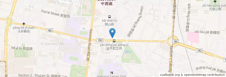 Mapa de ubicacion de 楊博文耳鼻喉科 en تایوان, 臺南市, 中西區.