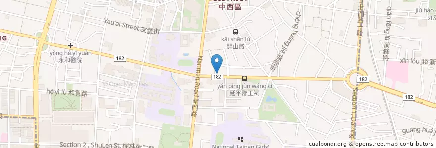 Mapa de ubicacion de 自在身心診所 en تايوان, تاينان, 中西區.