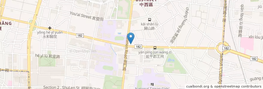 Mapa de ubicacion de 波士頓診所 en تایوان, 臺南市, 中西區.
