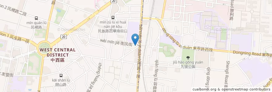 Mapa de ubicacion de 老唐牛肉麵 en 臺灣, 臺南市, 中西區.