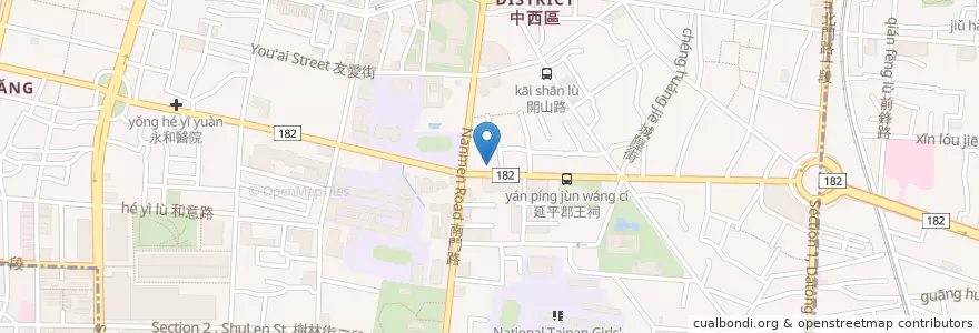 Mapa de ubicacion de 第三代虱目魚丸 en Tayvan, 臺南市, 中西區.