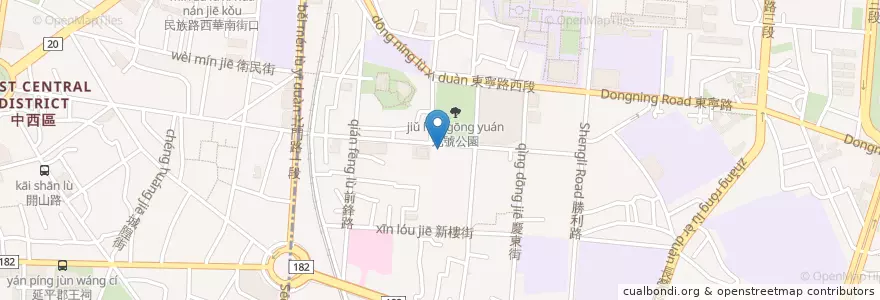 Mapa de ubicacion de 新樓幼稚園暨兒童音樂中心 en Taiwan, Tainan, Distretto Orientale.