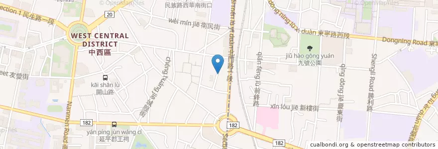 Mapa de ubicacion de 基督聖名福音會 en Taiwan, Tainan, 中西區.