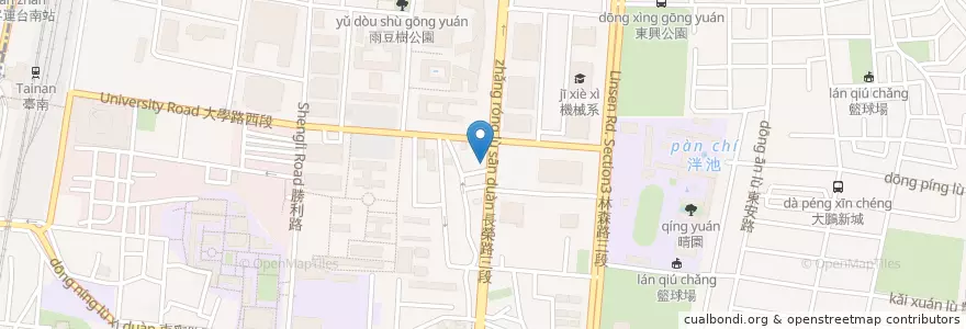 Mapa de ubicacion de 基督教大專服務中心 en 臺灣, 臺南市, 東區.