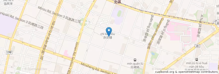 Mapa de ubicacion de 義豐冬瓜茶 en 타이완, 타이난 시, 中西區.