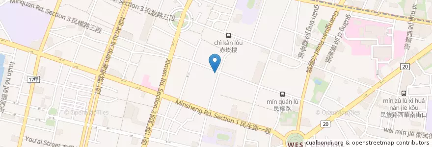 Mapa de ubicacion de 小橡樹 en 台湾, 台南市, 中西区.