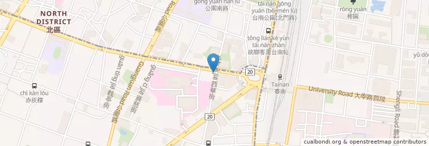 Mapa de ubicacion de 和運租車 en تایوان, 臺南市, 中西區.