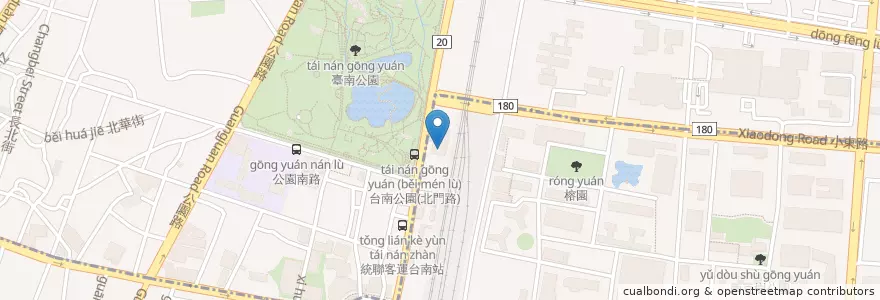 Mapa de ubicacion de 國度豐收教會 en 臺灣, 臺南市, 北區, 東區.
