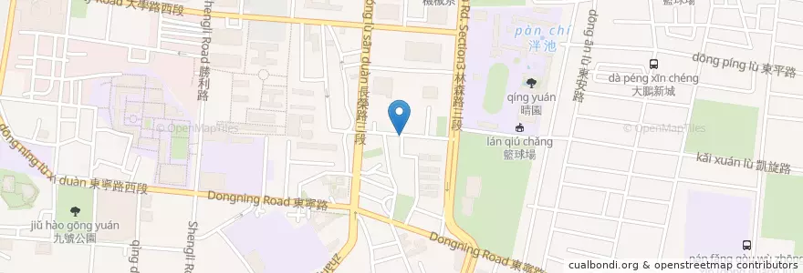 Mapa de ubicacion de 舊衣回收箱 en 臺灣, 臺南市, 東區.