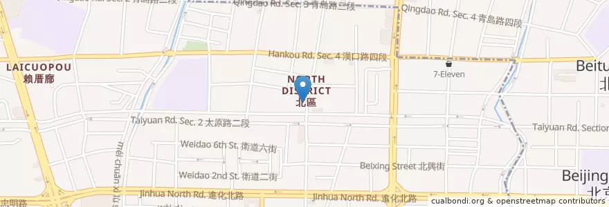 Mapa de ubicacion de 北區戶政事務所 en Taiwán, Taichung, 北屯區, 北區.