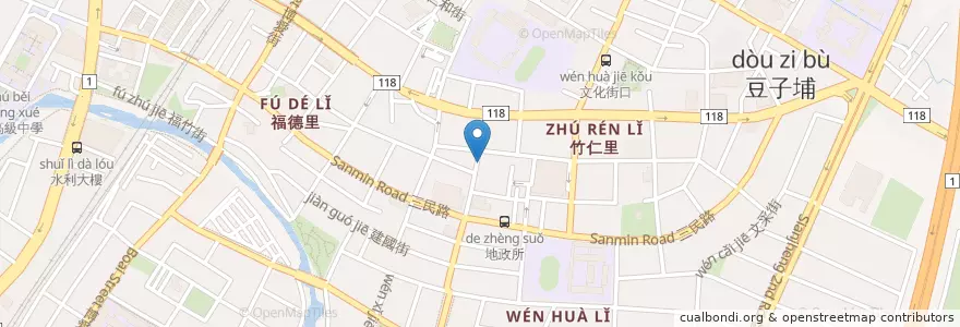 Mapa de ubicacion de 緣圓素食館 en تایوان, 臺灣省, 新竹縣, 竹北市.