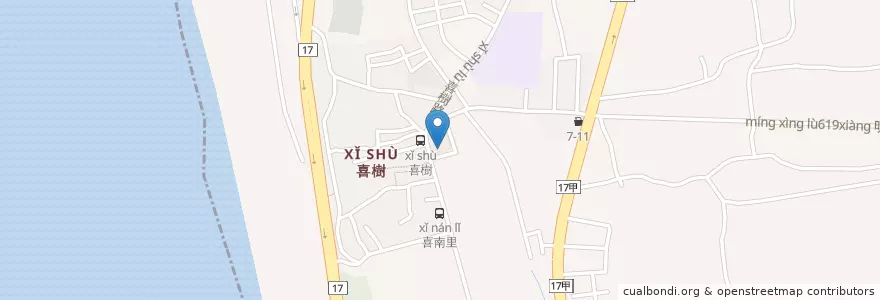 Mapa de ubicacion de 台南市立公共圖書館喜樹分館 en تایوان, 臺南市, 南區.