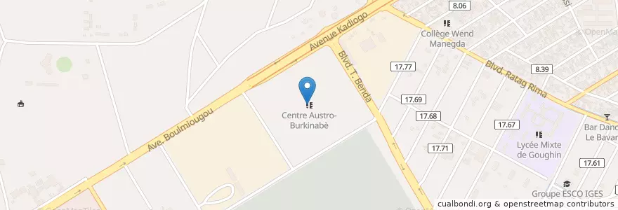 Mapa de ubicacion de Centre Austro-Burkinabè en 布基纳法索, Centre, Kadiogo, 瓦加杜古.