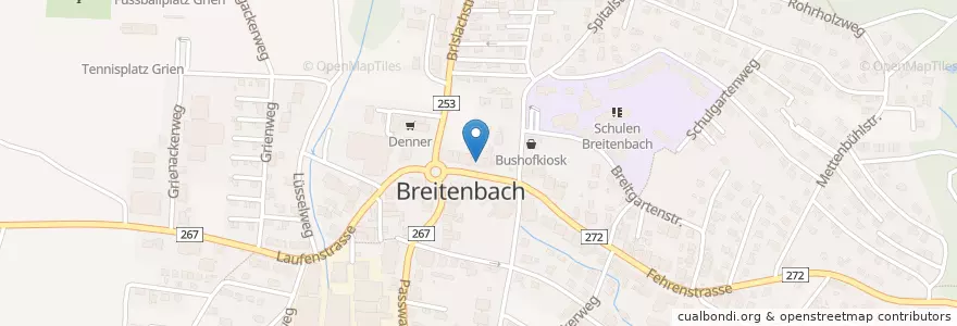 Mapa de ubicacion de Schwarzbubenapotheke en 스위스, Solothurn, Amtei Dorneck-Thierstein, Bezirk Thierstein, Breitenbach.