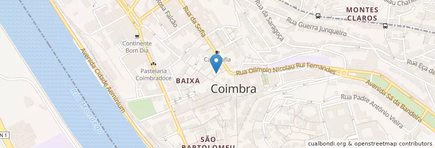 Mapa de ubicacion de Diligência Bar en پرتغال, Centro, Baixo Mondego, Coimbra, Coimbra, Sé Nova, Santa Cruz, Almedina E São Bartolomeu.