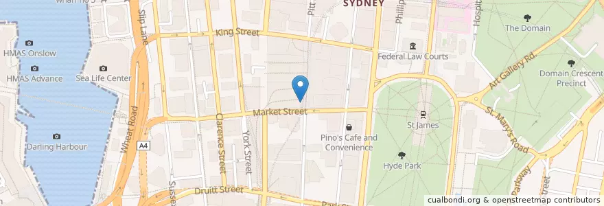 Mapa de ubicacion de Cellini's Cafe en Australia, New South Wales, Council Of The City Of Sydney, Sydney.