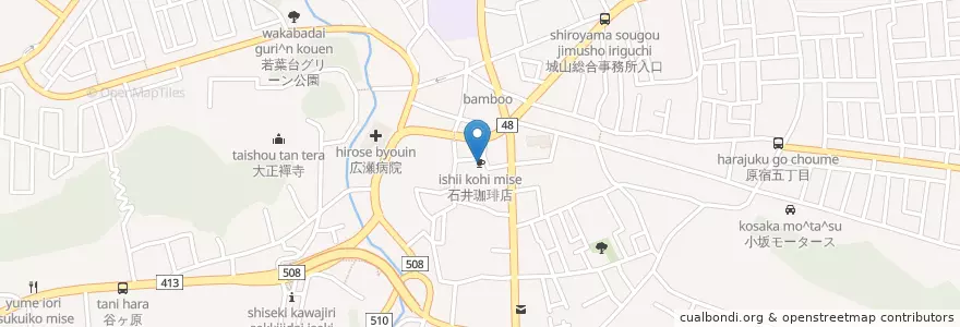 Mapa de ubicacion de 石井珈琲店 en ژاپن, 神奈川県, 相模原市, 緑区.