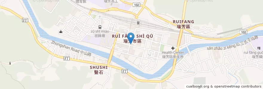 Mapa de ubicacion de 福哥牛肉麵 en Тайвань, Новый Тайбэй, 瑞芳區.