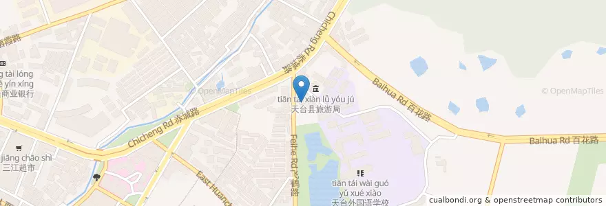 Mapa de ubicacion de 天台县教育局 en 中国, 浙江省, 台州市, 天台県.