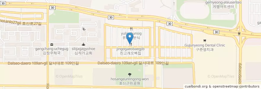 Mapa de ubicacion de 진고개오백집 en 대한민국, 대구, 달서구, 신당동.