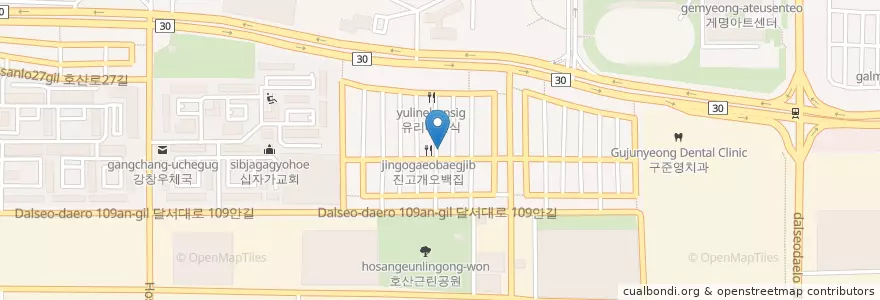 Mapa de ubicacion de 상미분식 en South Korea, Daegu, Dalseo-Gu, Sindang-Dong.