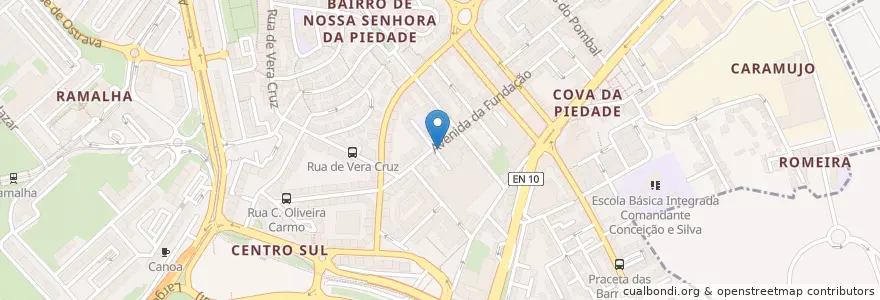 Mapa de ubicacion de Fundação en پرتغال, Área Metropolitana De Lisboa, ستوبال, Península De Setúbal, Almada.