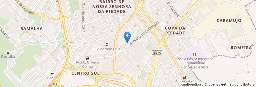 Mapa de ubicacion de Bolinata café en 葡萄牙, Área Metropolitana De Lisboa, Setúbal, Península De Setúbal, Almada.