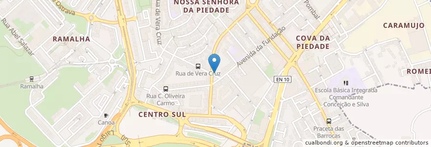 Mapa de ubicacion de Churrasqueira Grelha fina en Portugal, Aire Métropolitaine De Lisbonne, Setúbal, Península De Setúbal, Almada.